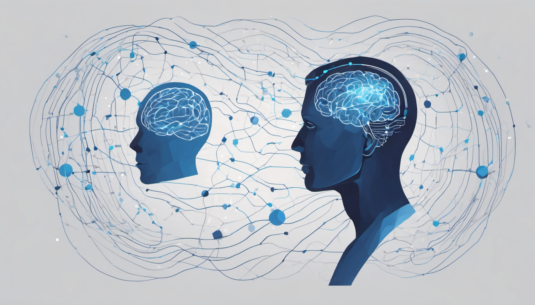 Dark background professional scientific illustration of personalized health insights. A human figure's silhouette is surrounded by data streams (EEG waves, heartbeats, activity patterns) originating f