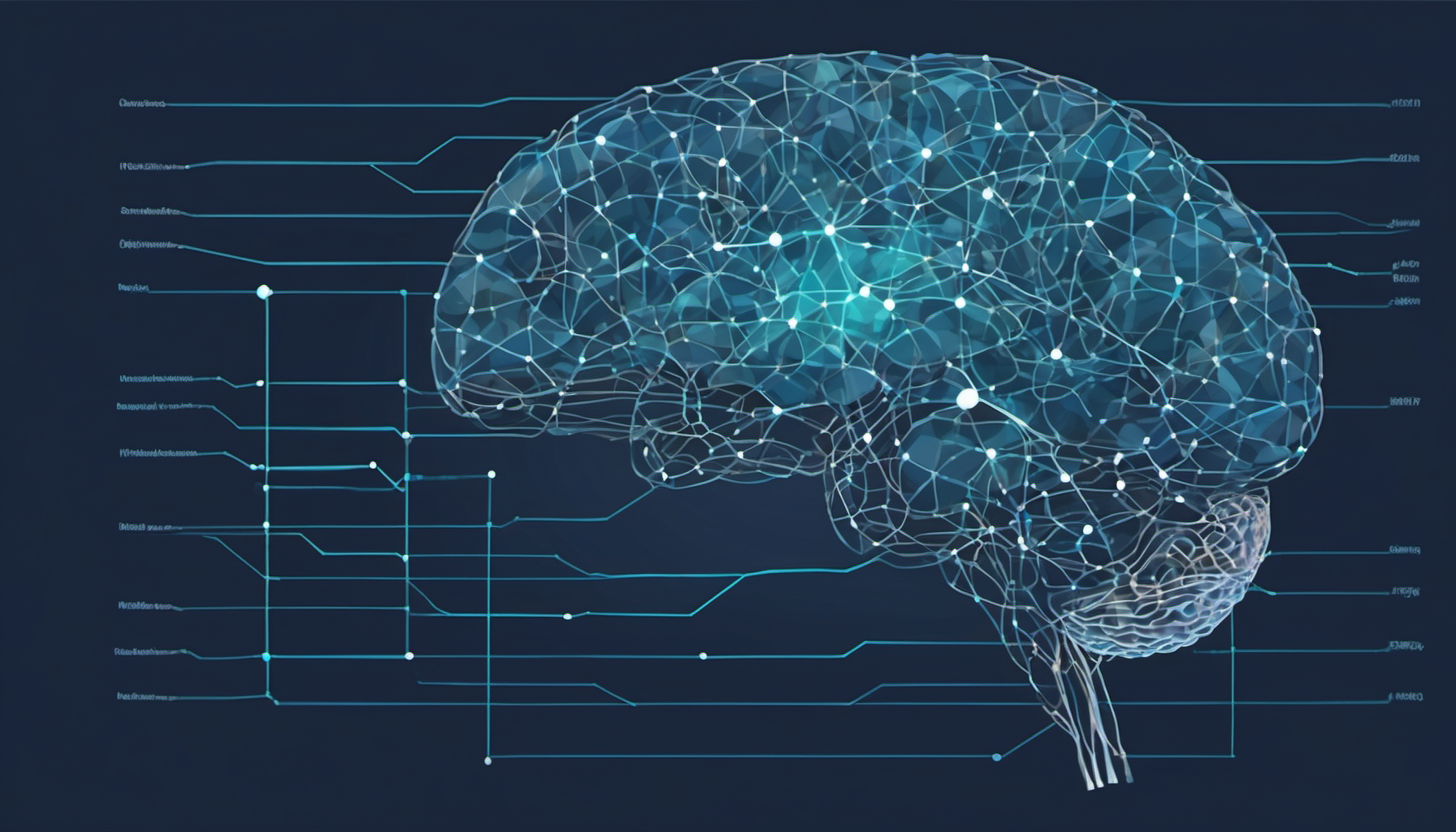 Neural network connection diagram showing microstate transitions in brain, indigo and teal color scheme