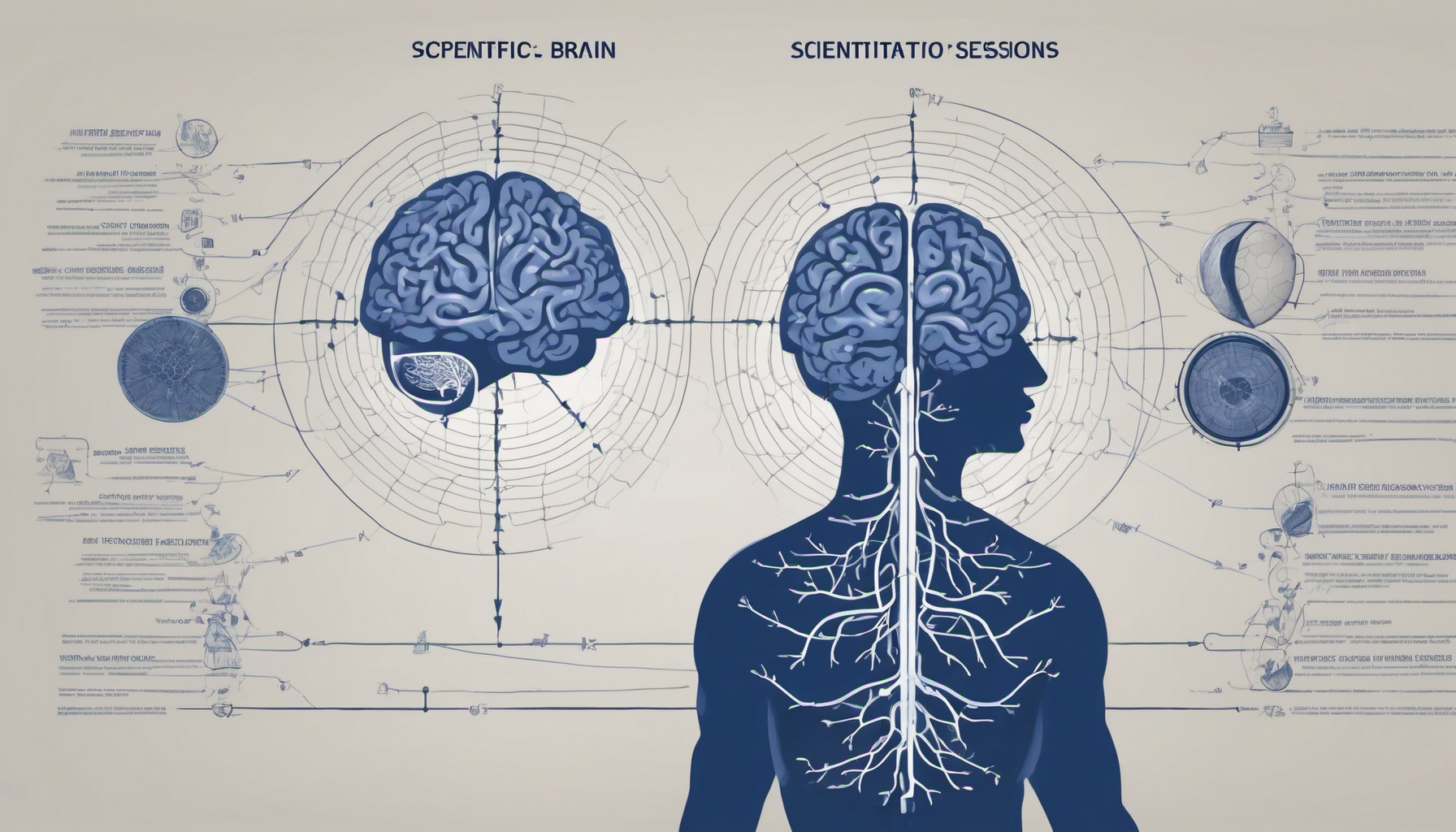 Scientific diagram comparing novice vs expert meditator brain patterns over 70 sessions, improvement trajectory