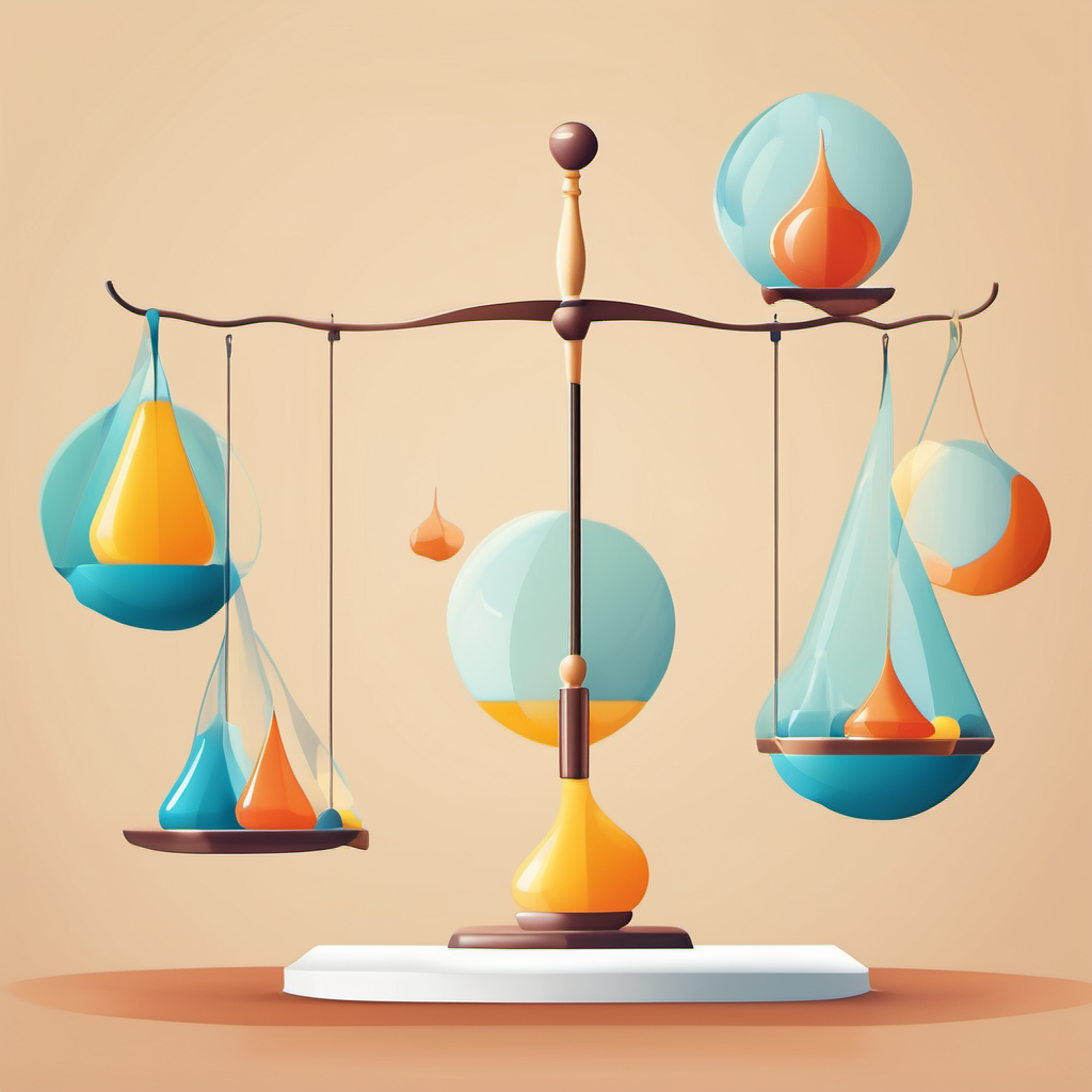 illustration of a balancing scale with flexibility (plasticity) and stability pulling on both sides